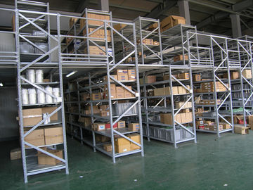 倉庫の貯蔵の青の鋼鉄のための二重区域の棚の積層ラックのラッキング システム